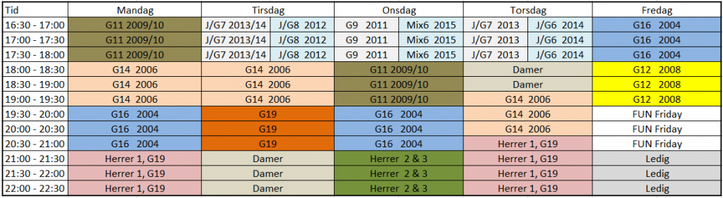 Treningstider Asker Innebandyklubb